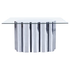 Retro Stainless Steel Pedestal Dining Table