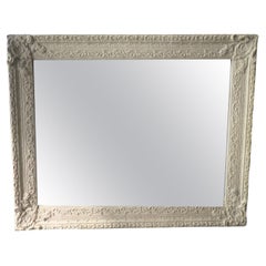 French 19th Century Plaster Mirror with White Paint