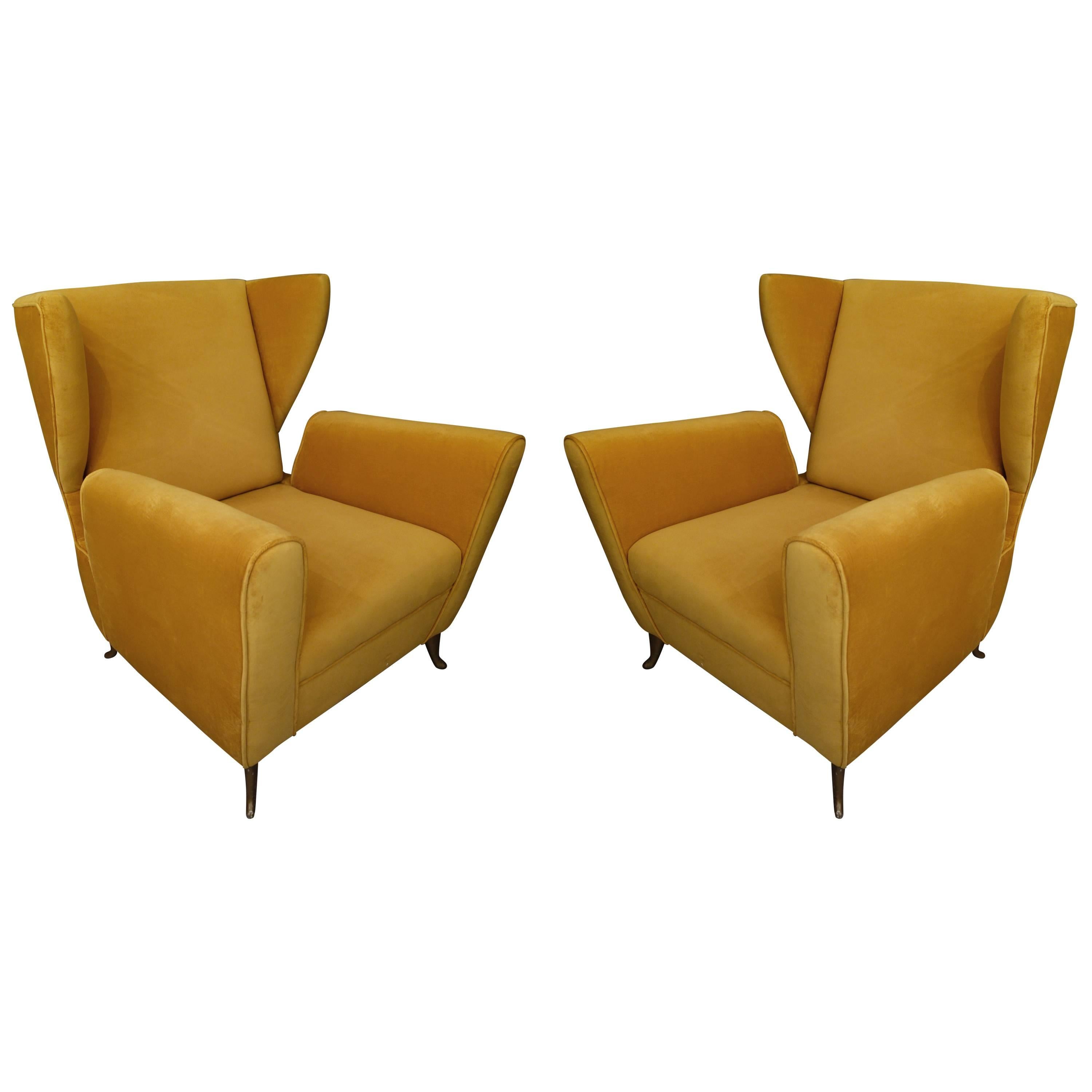 Pair Italian Mid-Century Italian Lounge Chairs or Armchairs By ISA