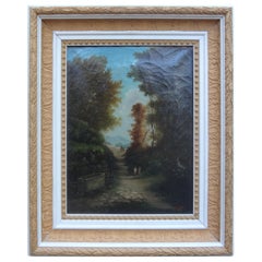 19th Century French Landscape Oil On Canvas, Signed Pages