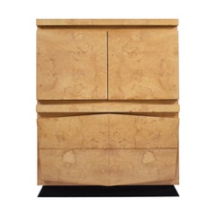 Restored Mid-Century Chest with Exotic Burl Veneers: Elegance & Storage