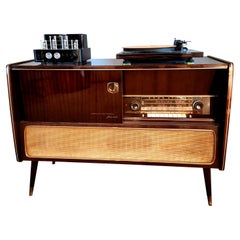 Retro 1963 Grundig Mid Century Modern Espresso stereo console record player