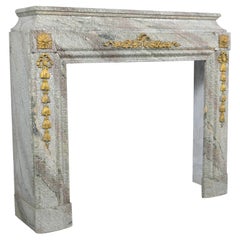 19th Century French Marble and Brass Mantle Fireplace: Restored Elegance