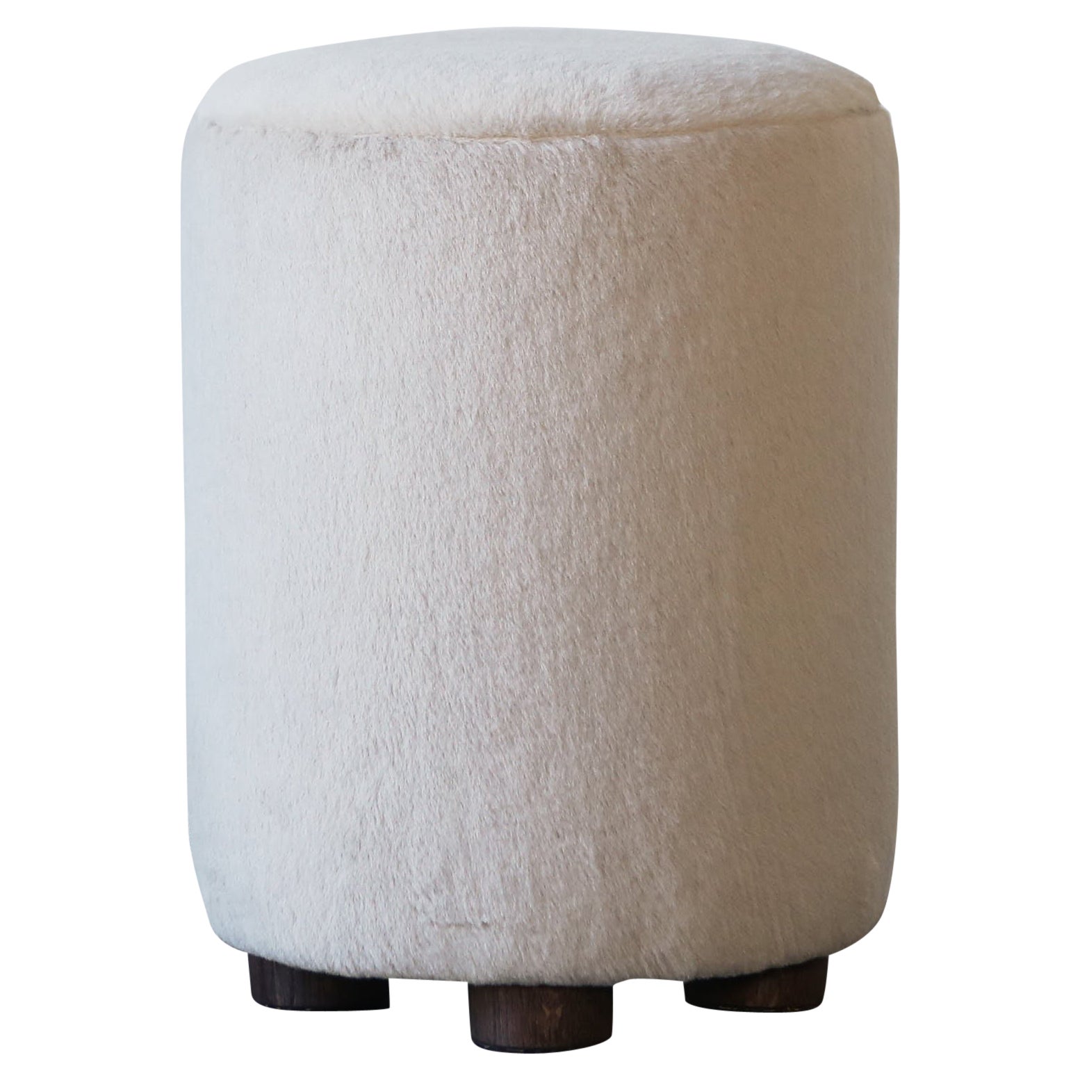 Round Ottoman / Footstool in Pure Alpaca For Sale