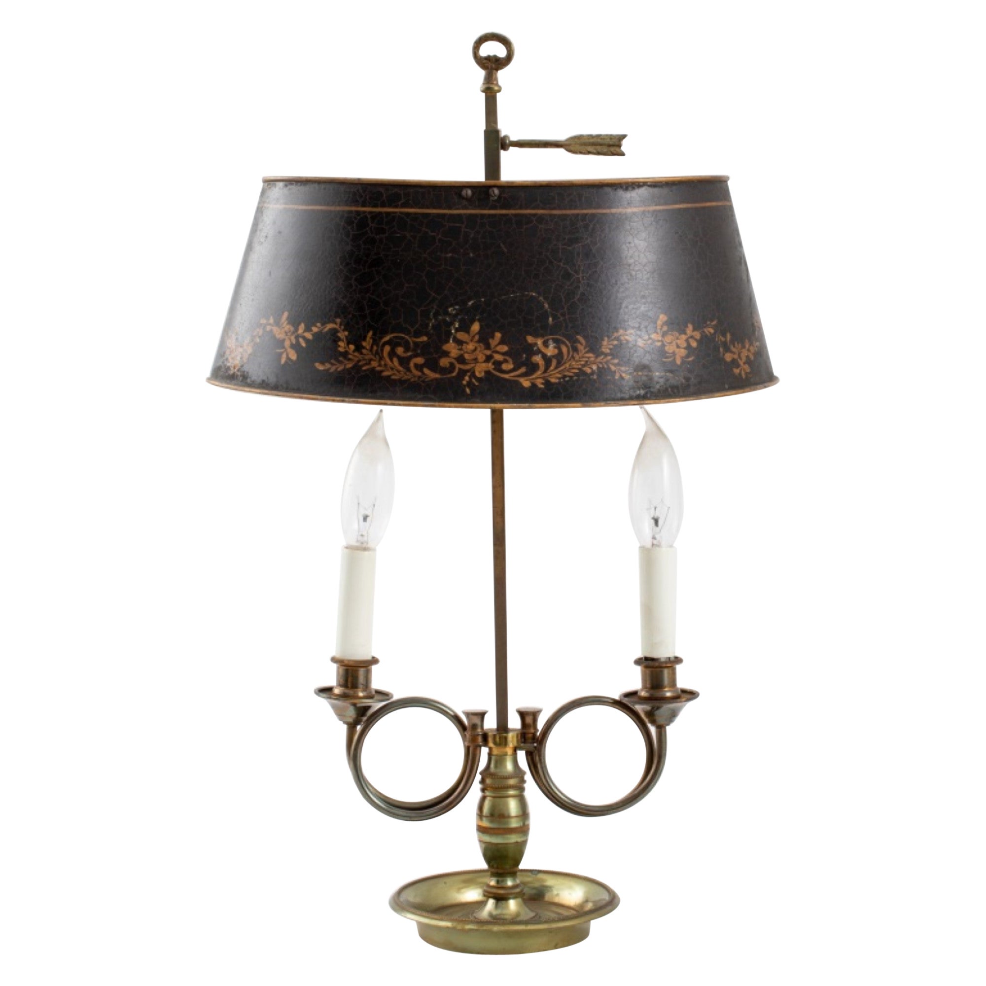 Two Light Bouillotte Brass Lamp For Sale