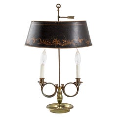Vintage Two Light Bouillotte Brass Lamp
