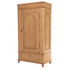 European Scrubbed Pine Linen Press Wardrobe, Late 19th Century