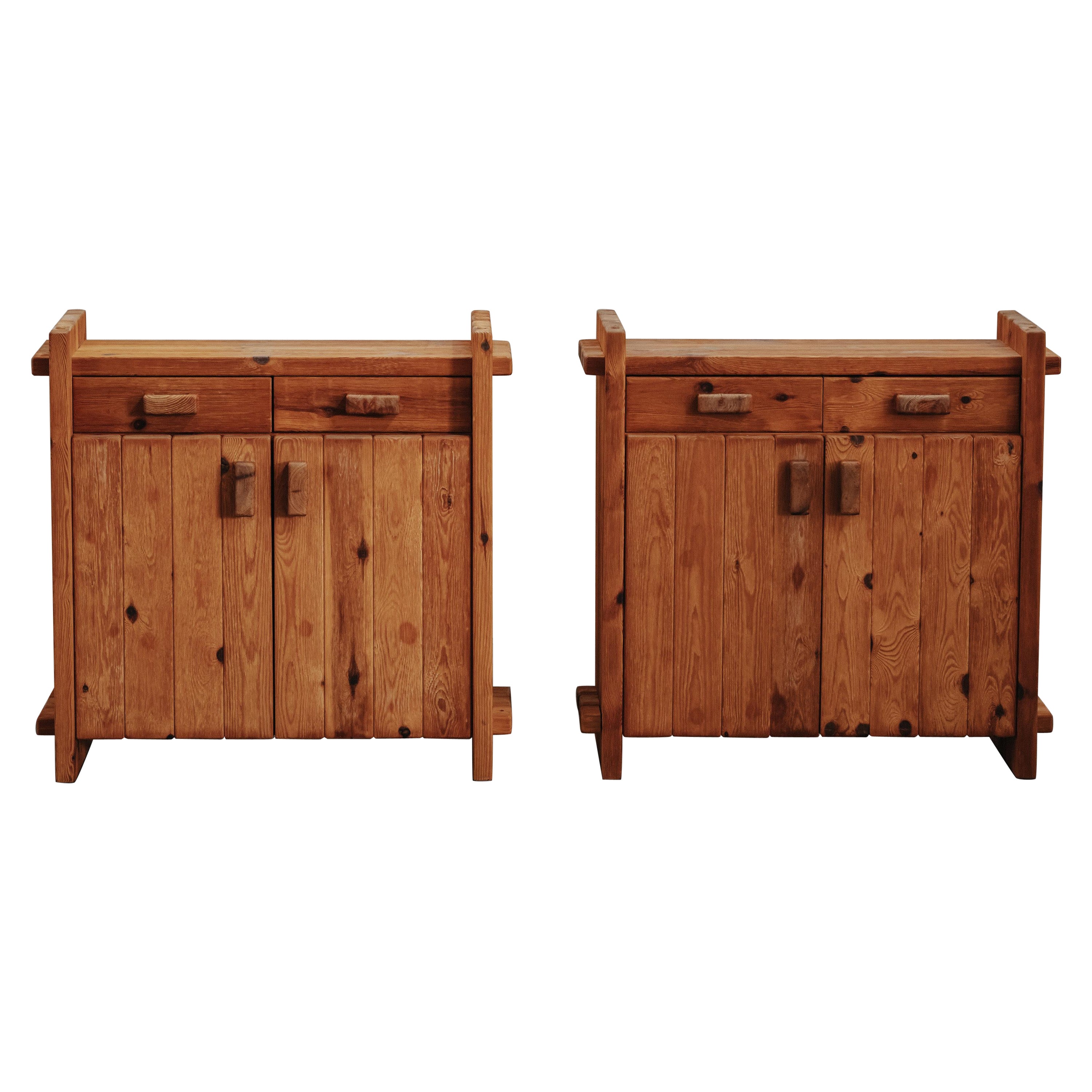 Vintage Pair Of Pine Cabinets From Denmark, Circa 1960 For Sale