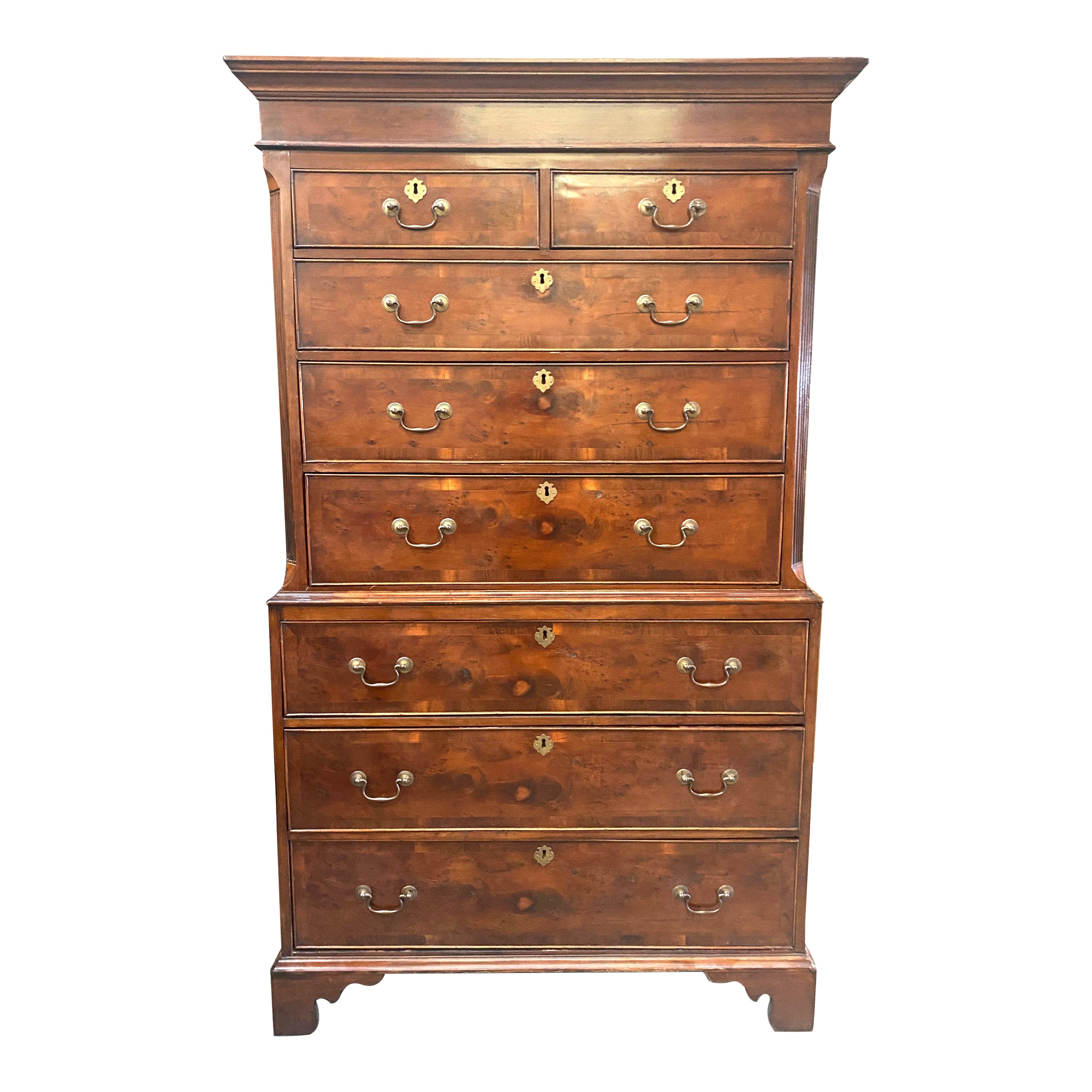 Antique English Georgian Period Mahogany Chest on Chest For Sale