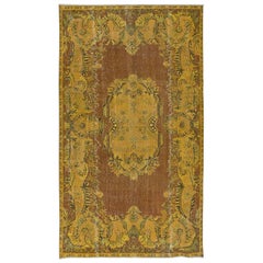 5.6x9.5 Ft Rust & Amber Yellow Handmade Turkish Rug for Contemporary Interiors