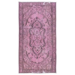 Rustikaler türkischer 5x9 Ft Teppich, rosa handgefertigter moderner Teppich, Bodenbezug