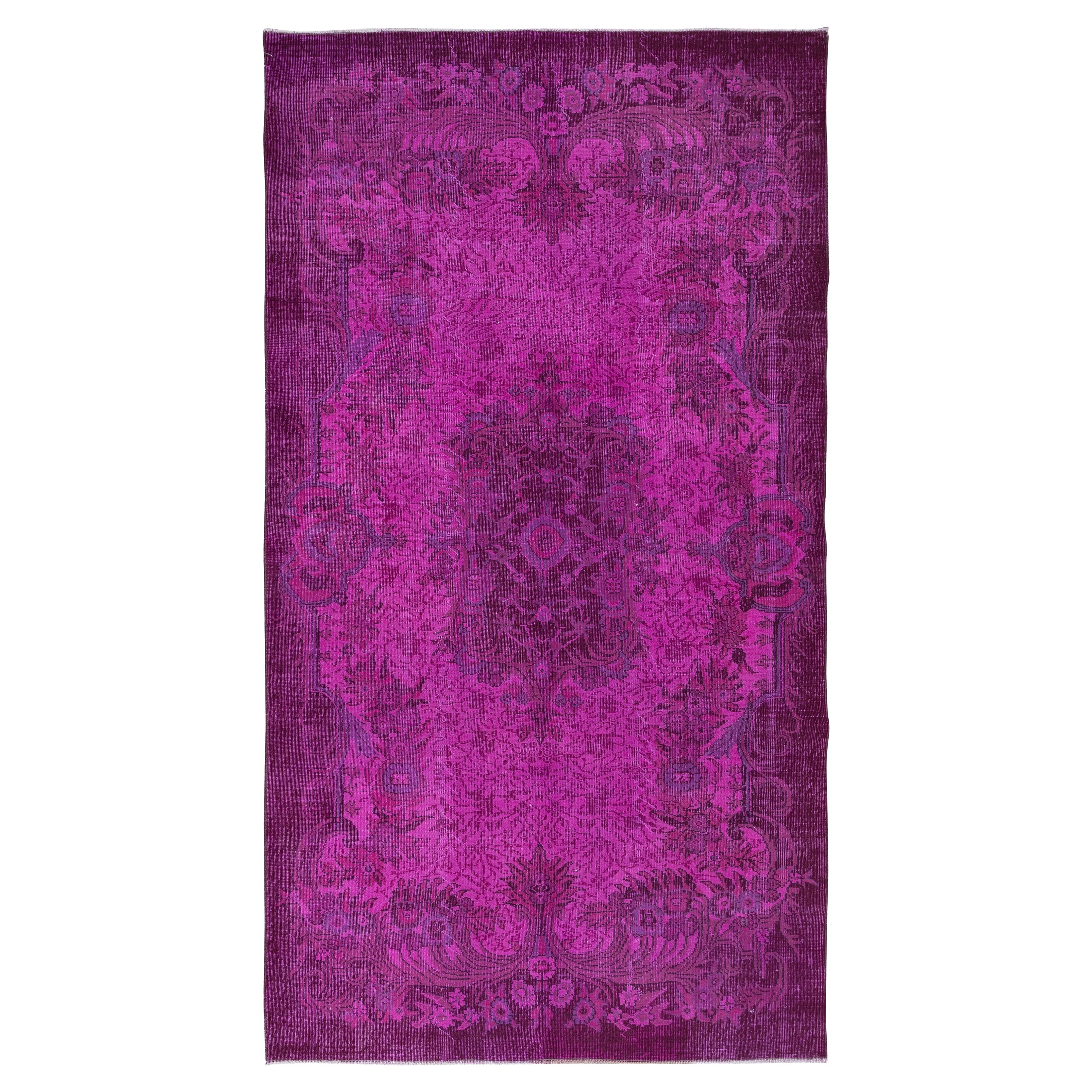 5,4x9.7 Ft prächtiger handgefertigter rosafarbener Teppich, moderner türkischer Wohnzimmerteppich