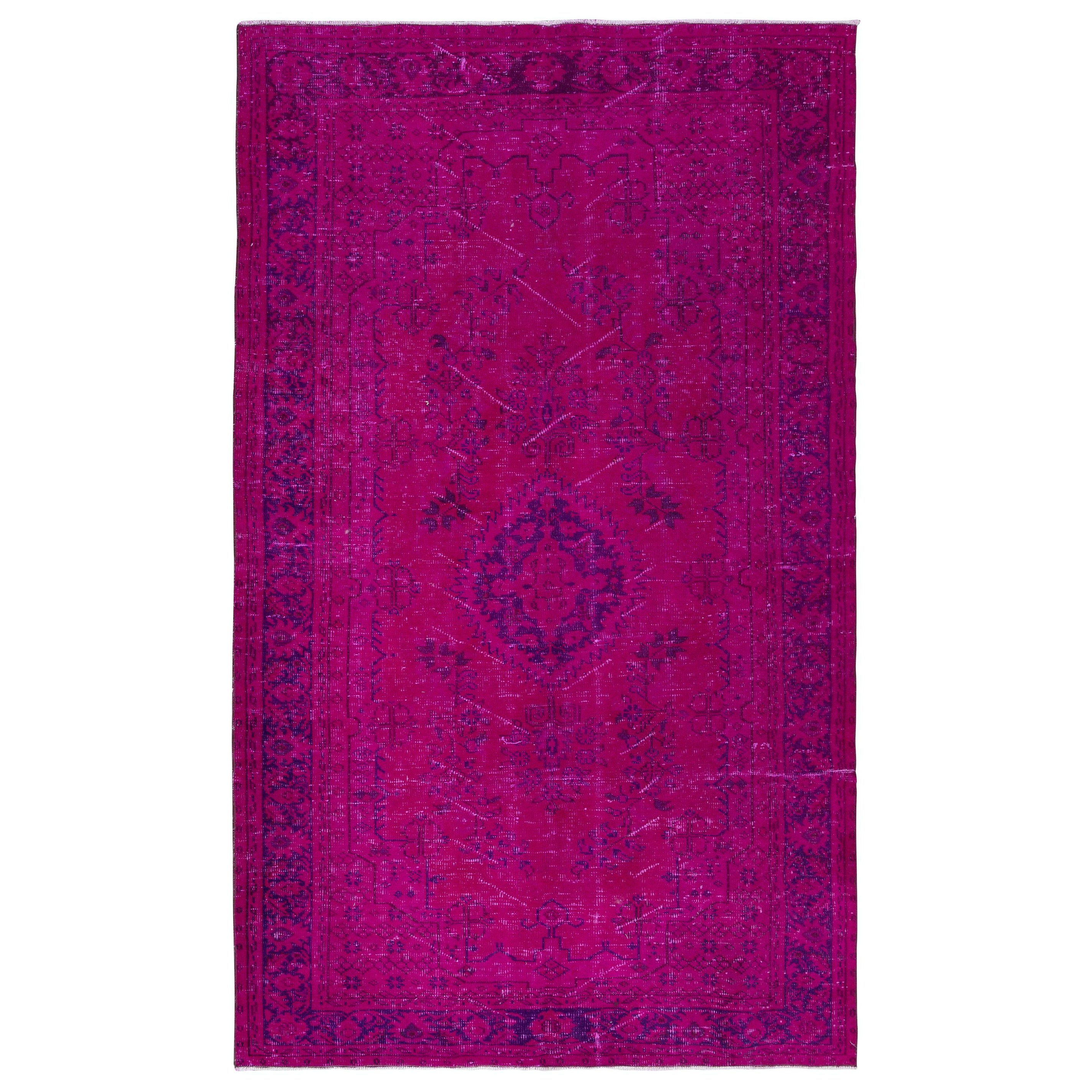 6x9.8 Ft Contemporary Pink Area Rug, Handmade in Turkey, Living Room Carpet