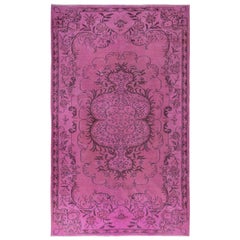 Vintage 6x10 Ft Modern Medallion Design Rug in Pink, Handwoven and Handknotted in Turkey