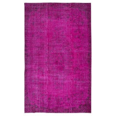 5.4x8.7 Ft Hot Pink Anatolian Area Rug with Medallion, Modern Handmade Carpet