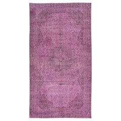 Vintage 5x8.7 Ft Modern Floor Area Rug in Pink, Handwoven and Handknotted in Turkey