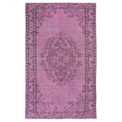 Vintage 5x8.2 Ft Pink Rug for Modern Interiors, Handwoven and Handknotted in Turkey
