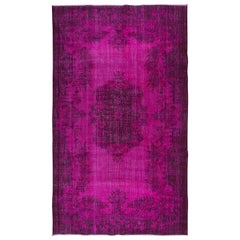 Vintage 5.7x9.2 Ft Aubusson Inspired Pink Rug for Modern Interiors, Handmade in Turkey