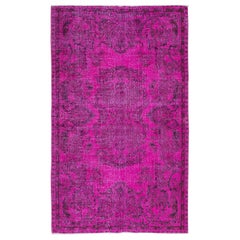 Vintage 5.2x8.3 Ft Pink Aubusson Inspired Rug for Modern Interiors, Handmade in Turkey