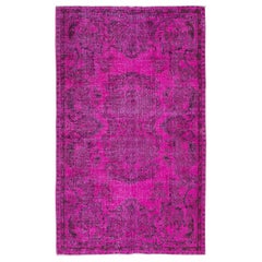 5.2x8.3 Ft Pink Aubusson Inspired Rug for Modern Interiors, Handmade in Turkey