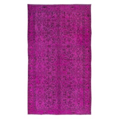 5.5x8.7 Ft Modern Floral Pattern Rug in Pink, Handwoven & Handknotted in Turkey