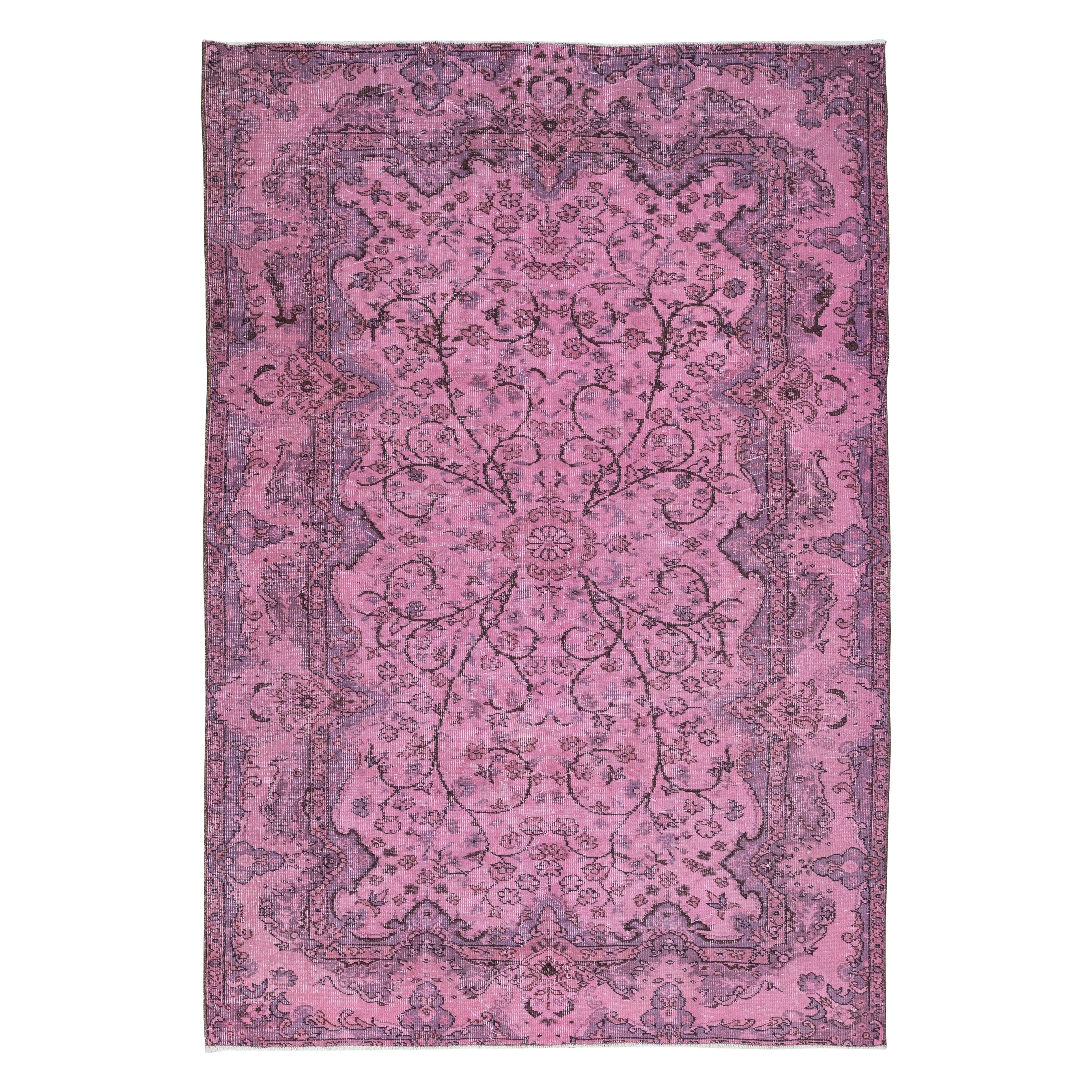 5.4x7.7 Ft Magnificent Handmade Pink Rug, Contemporary Turkish Wool Carpet