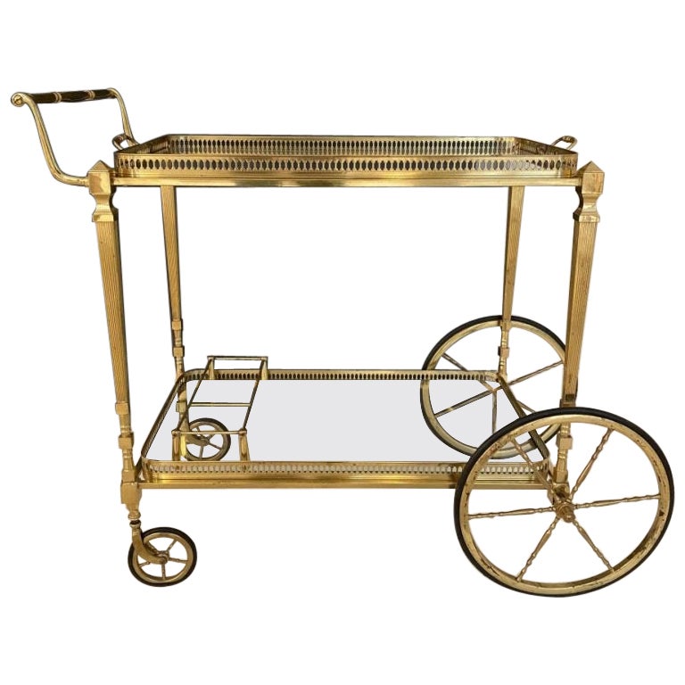 Sophisticated Brass Bar Cart-France 1950s