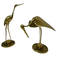 Grandes pájaros de latón de diseño de mediados de siglo , años 70