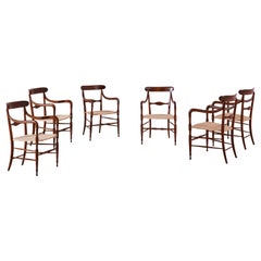 Vintage Guido Chiappe Model Campanino Armchairs, Beechwood and Cane, Chiavari 1950s