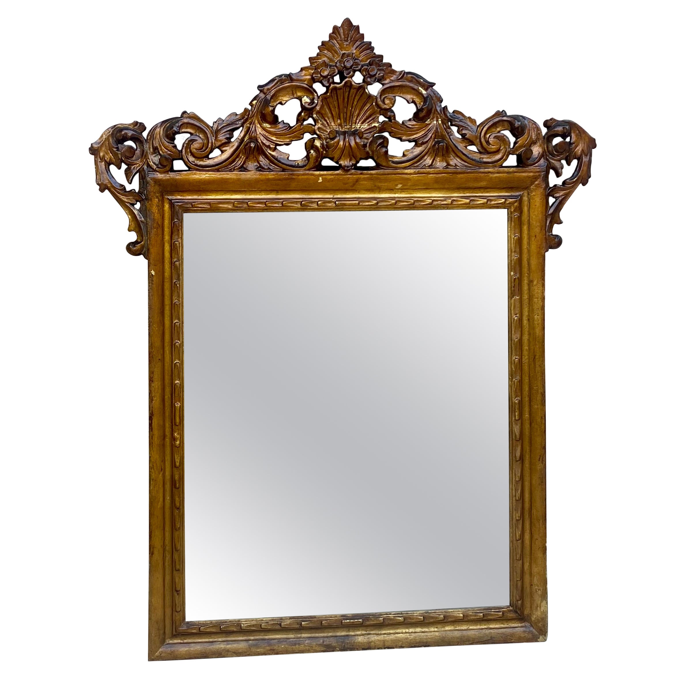 Early 20th Century French Wood Wall Mirror, 1920s For Sale