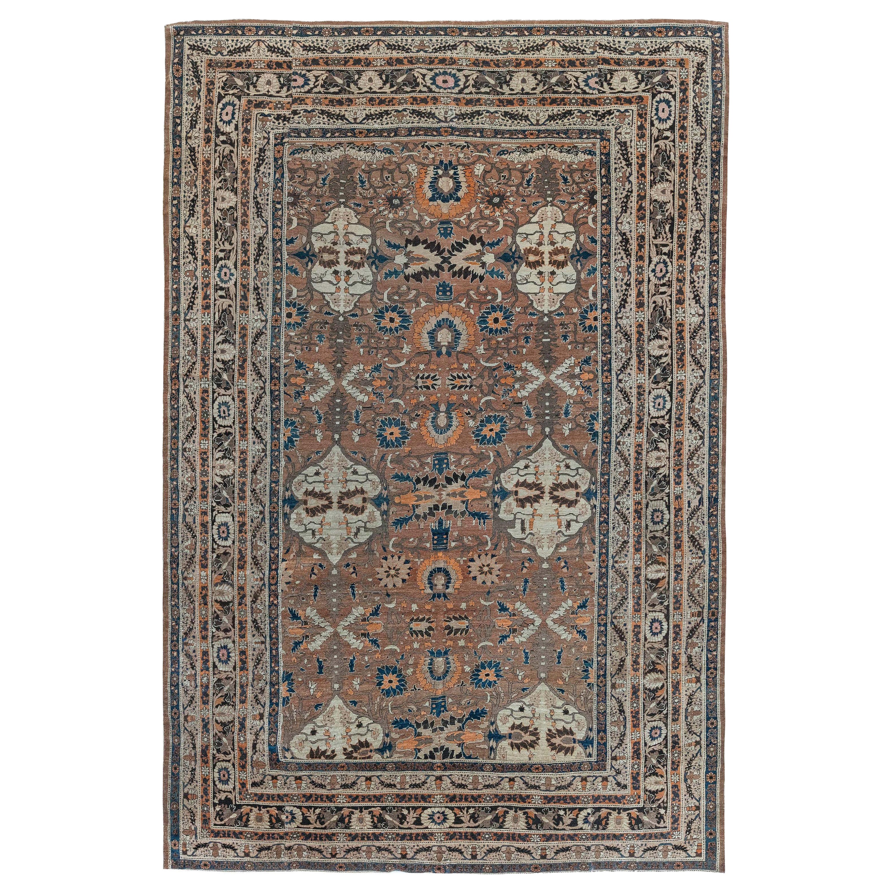 Antique Persian Tabriz Handmade Rug Size Adjusted For Sale
