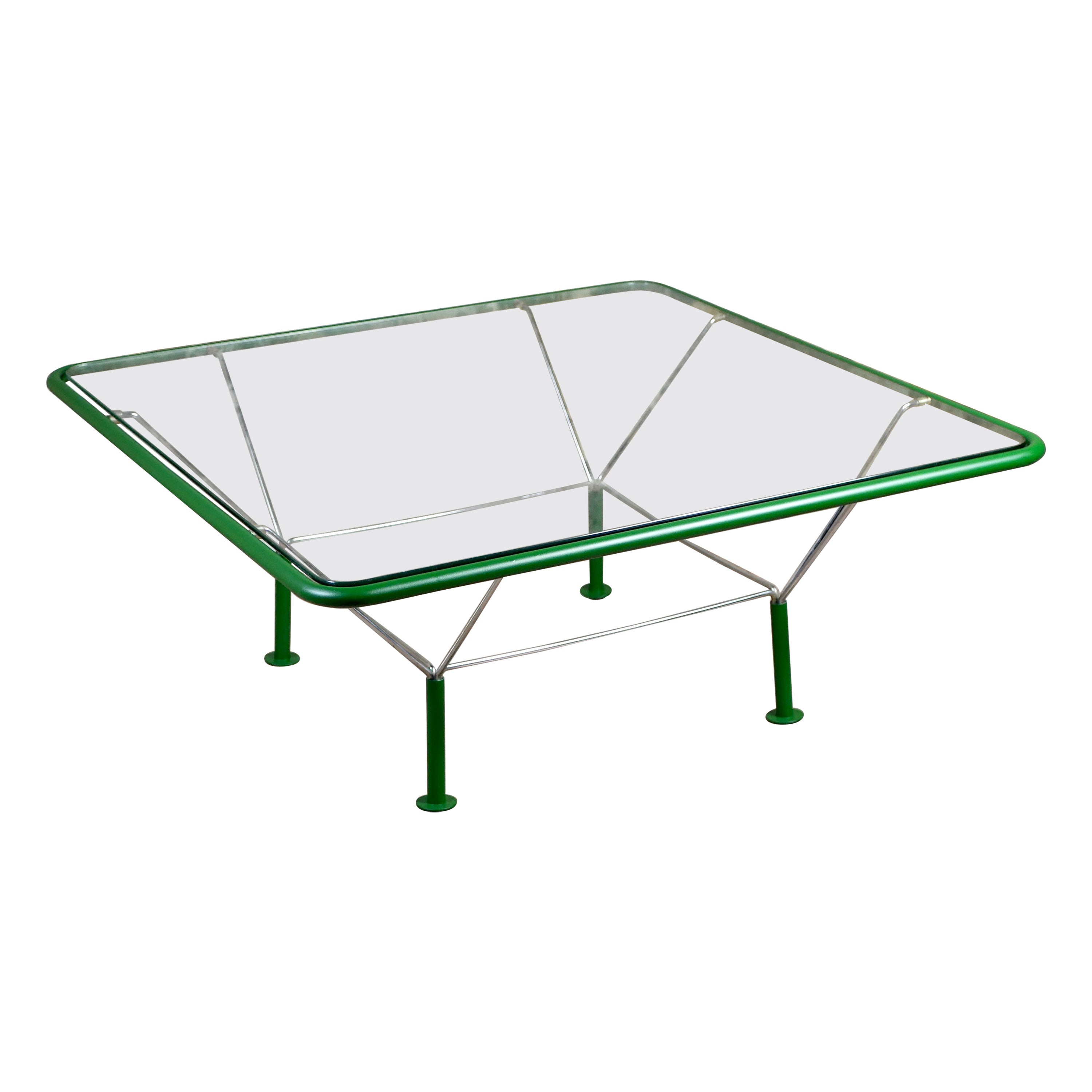 Large green coffee table by Niels Bendtsen, made in Denmark in the 1970s For Sale