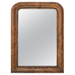 Antiguo Espejo Estilo Louis Philippe, Imitación Madera Decorada Pintada, circa 1900