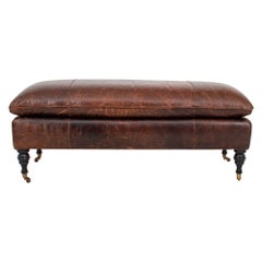 George Smith Attrib. Brown Leather Bench