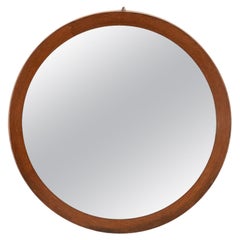 Vintage 60's round wooden vintage wall mirror Italian design