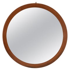 Miroir mural rond en bois vintage des années 1960, design italien