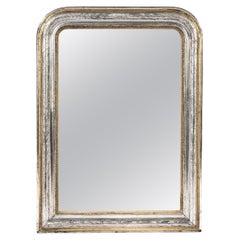 Antique 19th-century French Silver leaf and Gold gilt Louis Philippe mirror