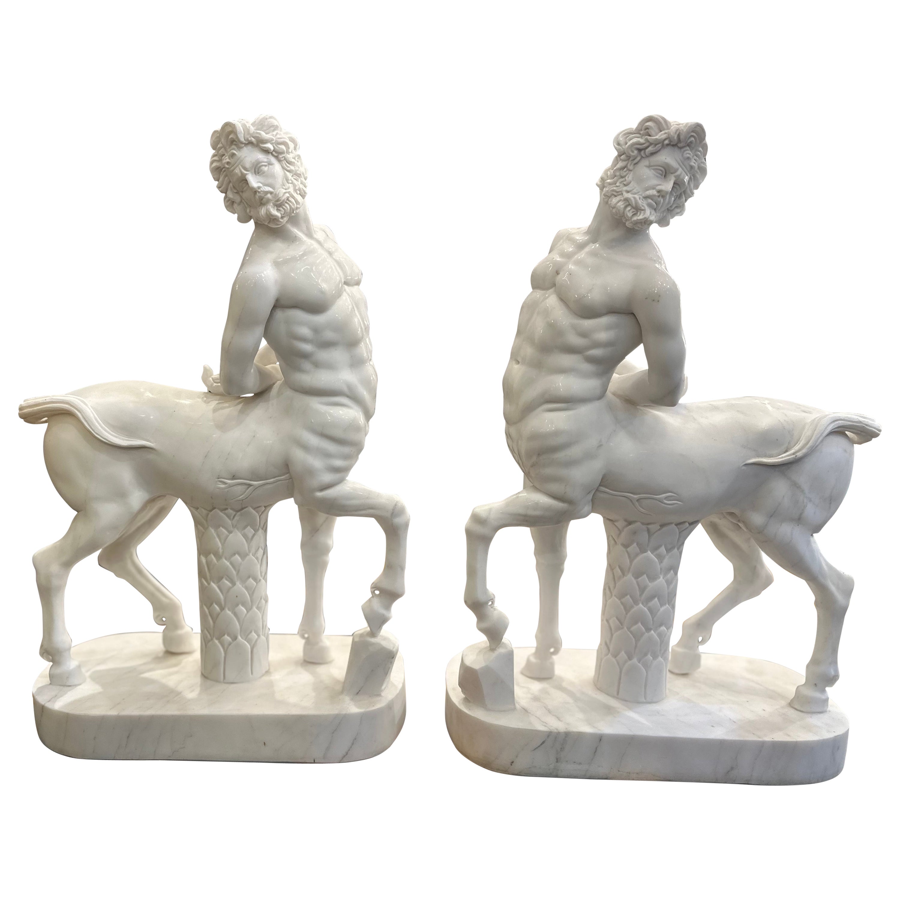 Pair Of Classical Greek Style Marble Centaur Figures For Sale