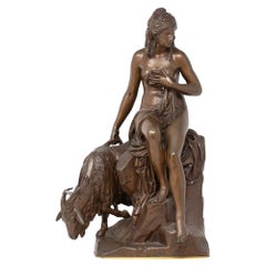 French Bronze Amalthea and Jupiter's Goat Barbedienne