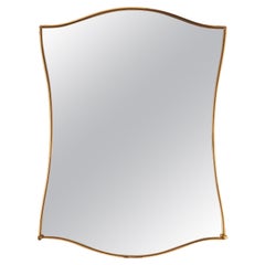 Specchio da parete anni 50 vintage en ottone dorato design Italiano