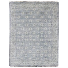 Vintage Khotan Rug in Off White and Blue by Keivan Woven Arts  9'2 x 12'1