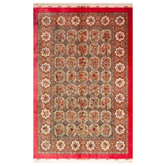 Magnifique tapis de jardin persan en soie luxueux à motifs floraux vintage de 6'10" x 10'3"