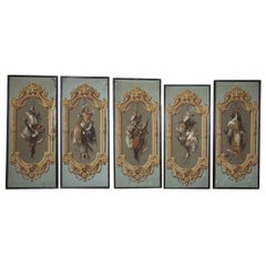 19th century French Victor Dumont Hunting Theme Panel Wallpaper 