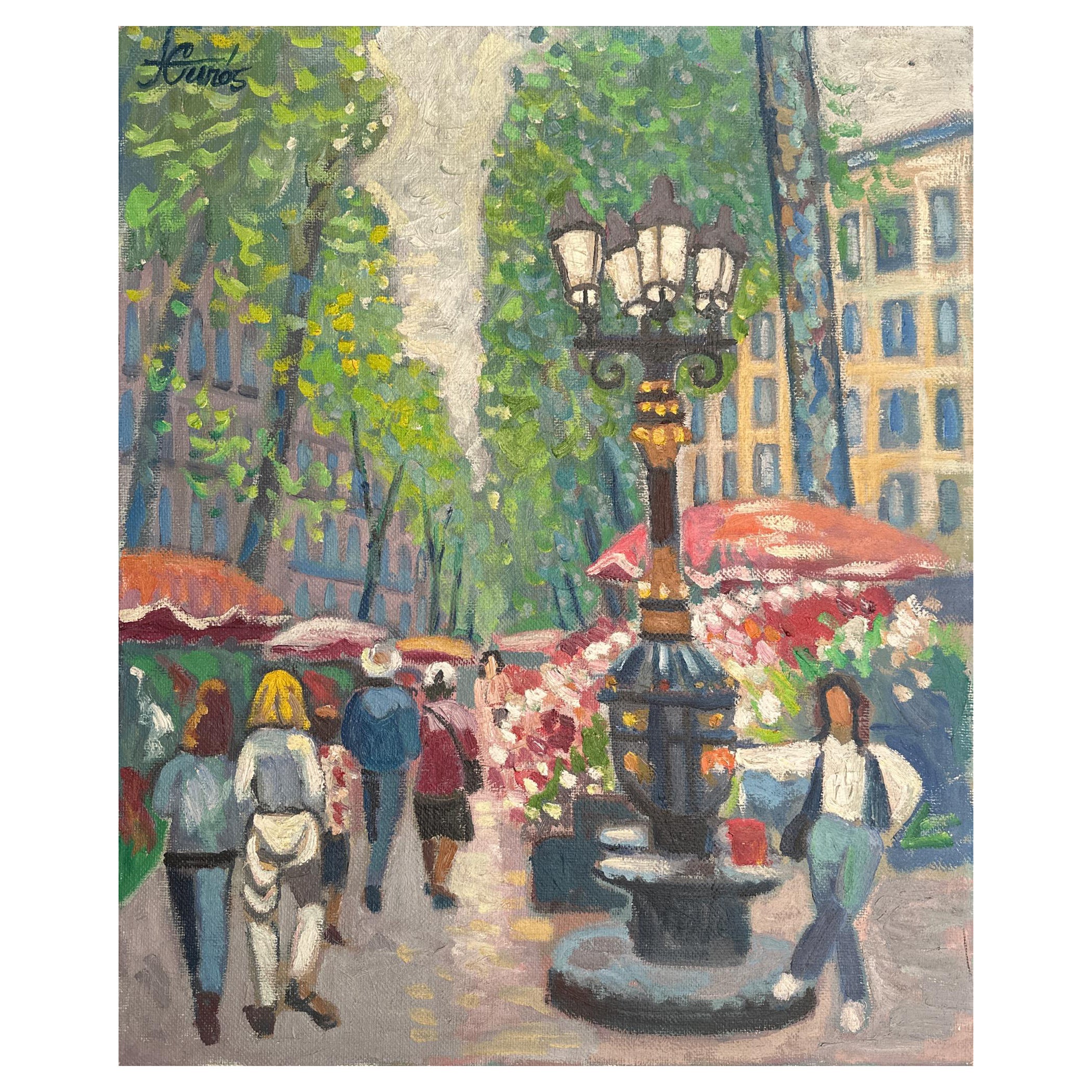 Beautiful Oil Painting of the City Center