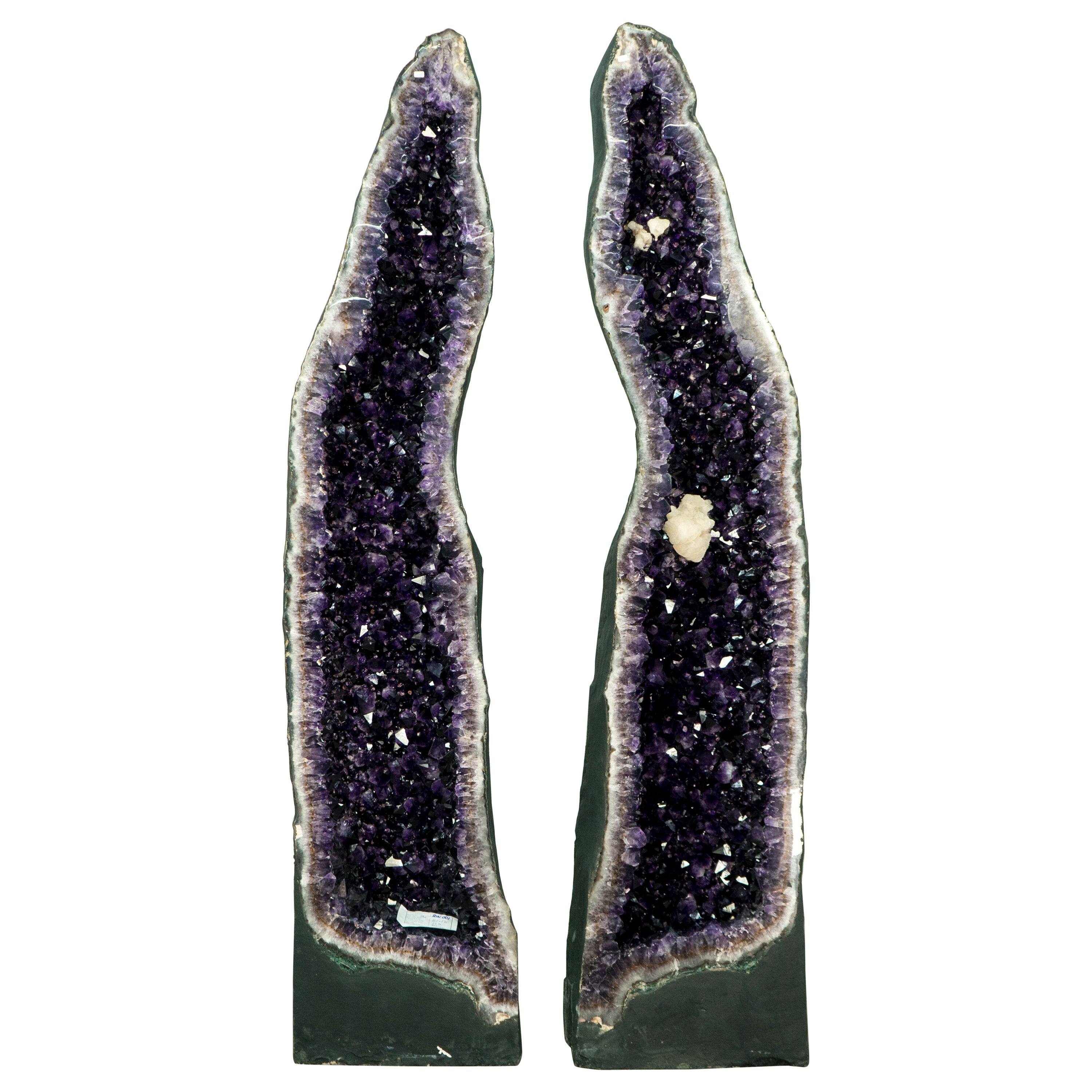 X-Large Tall Amethyst Cathedral Geodes Pair - 5.7 Ft, 750 Lb, with AAA Druzy