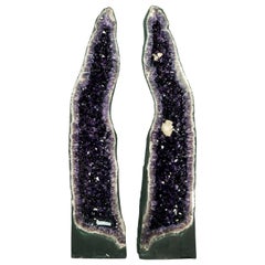 X-Large Tall Amethyst Cathedral Geodes Pair - 5.7 Ft, 750 Lb, with AAA Druzy