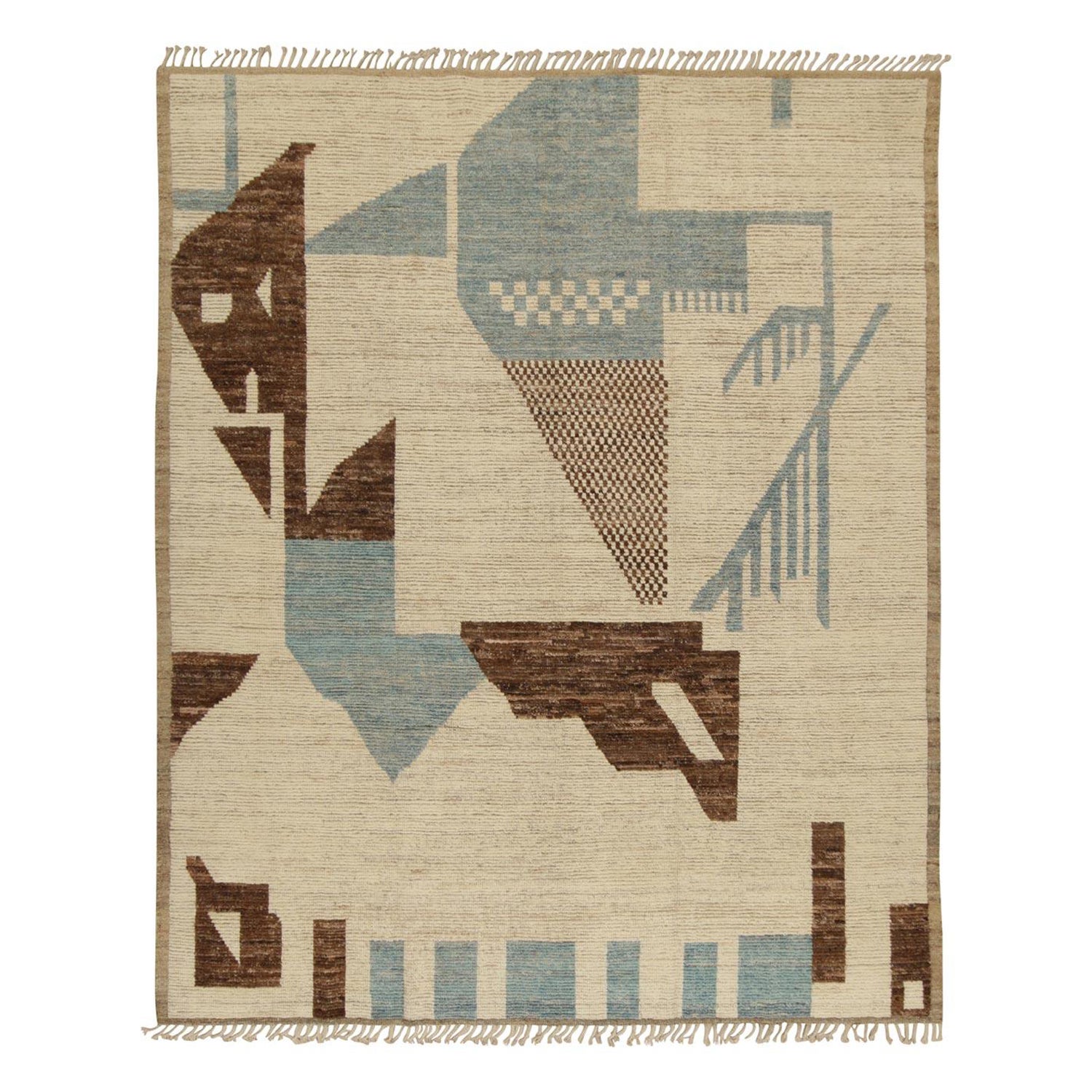 Mehrfarbiger marokkanischer abc-Teppich aus Wolle - 8'1" x 9'8" im Angebot