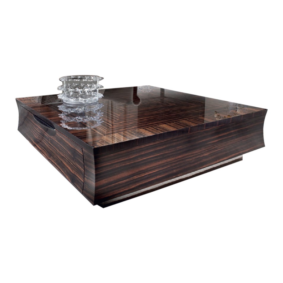 Giorgio Collection Daydream Ebony Makassar Coffee Table in Glossy Finish 17 " H For Sale
