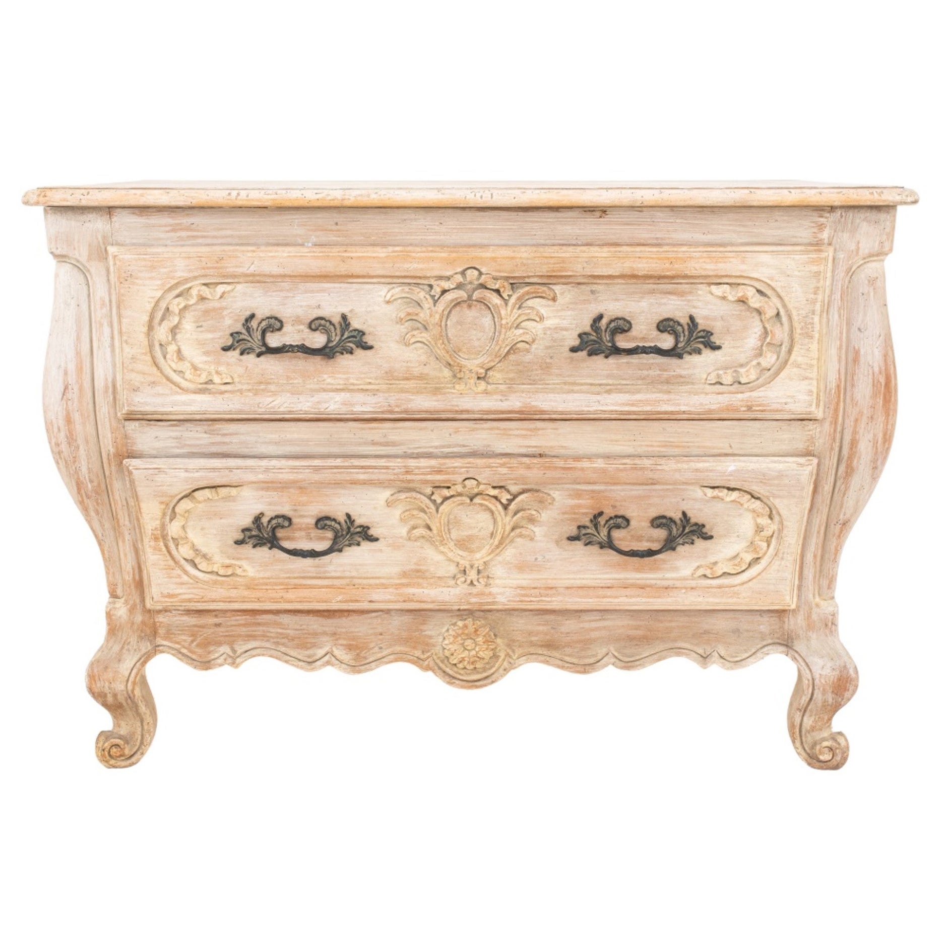 French Provincial Style Bombe Zwei Schubladen Kommode