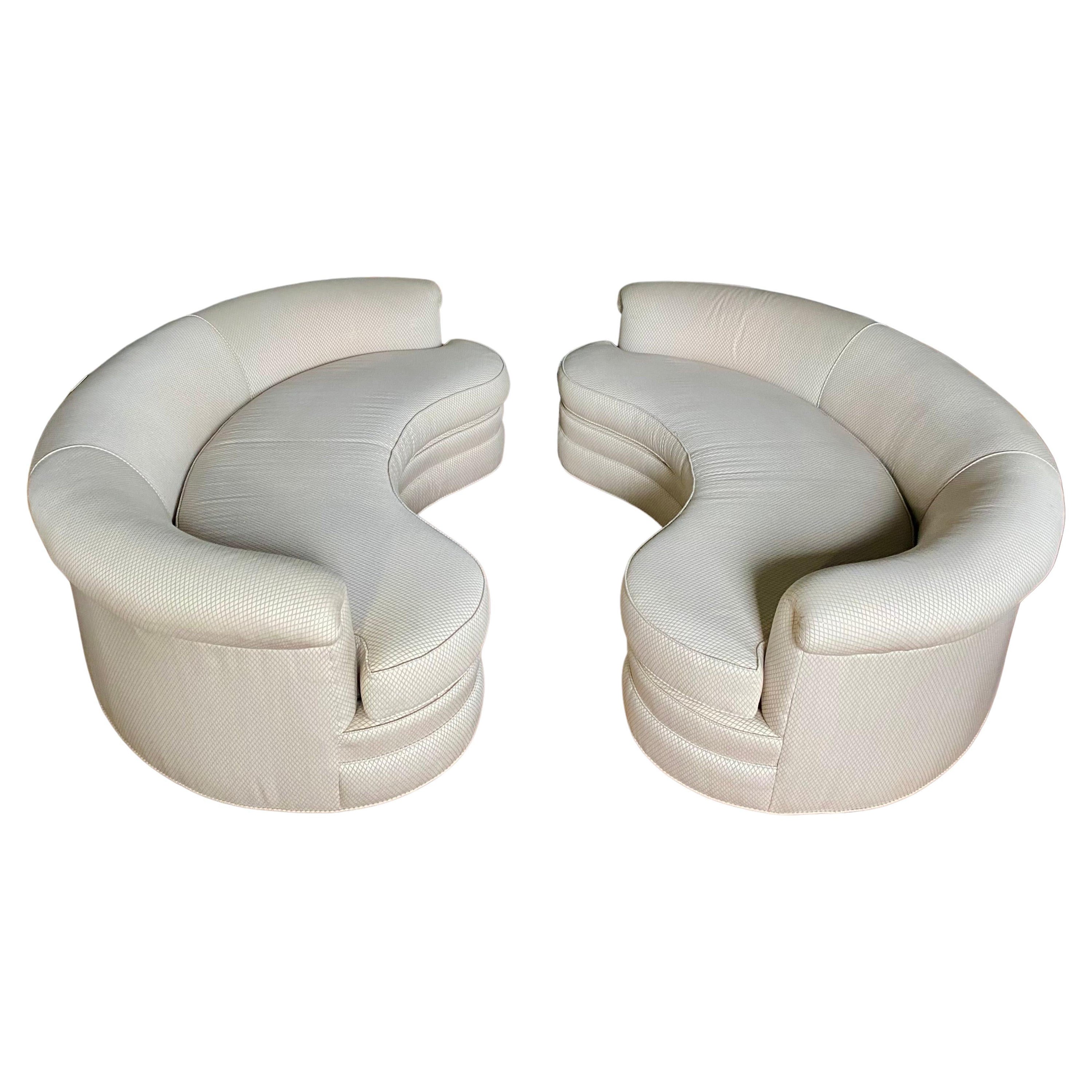 Mid-Century Modern Kidney Shaped Curved Serpentine Biomorphic Cloud Sofa For Sale